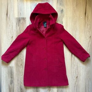 🍒 East 5th Cherry Red Pea Coat with Removable Hood